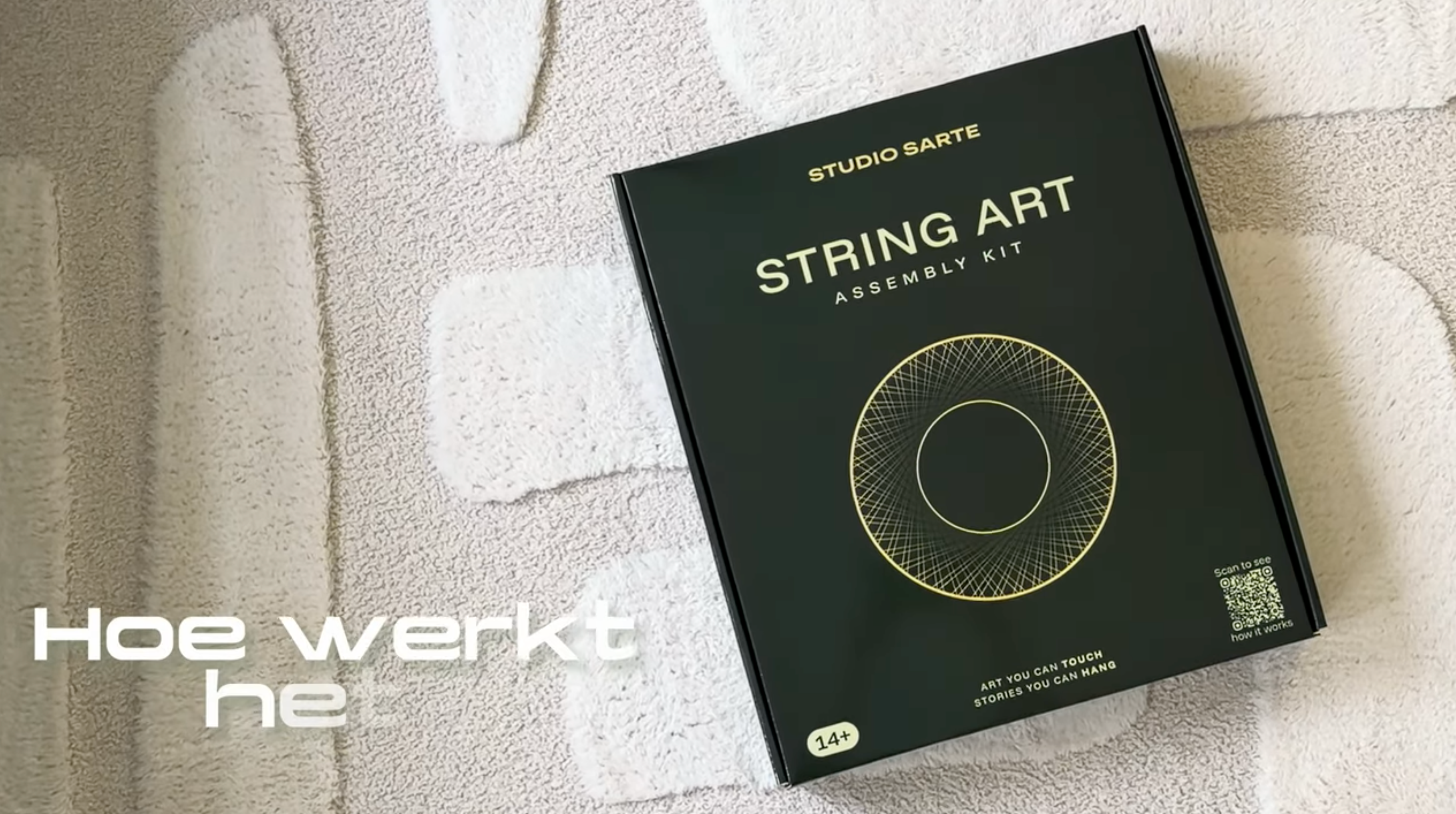 Load video: Studio Sarte's instructional video shows you step-by-step how to create a string art piece, from preparing the box to uploading your photo correctly.